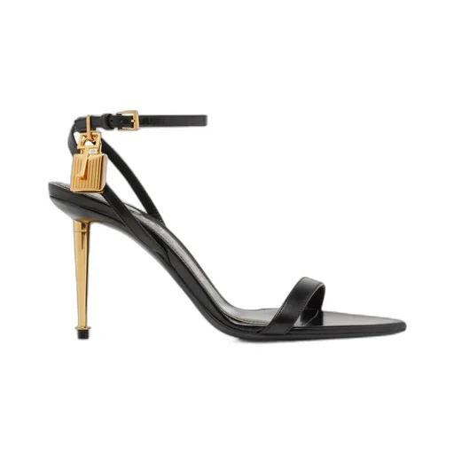 Padlock Open-Toe Heeled Sandals