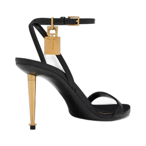 Padlock Open-Toe Heeled Sandals