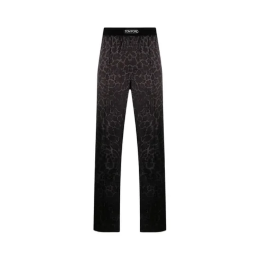 Leopard-Printed Stretched Pajama Trousers