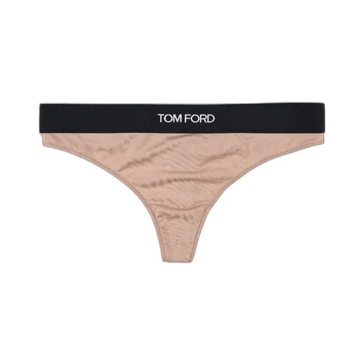 Logo-Waistband Stretch Thongs