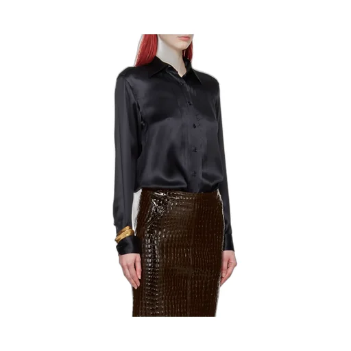 Pintuck-Detailed Long-Sleeved Shirt