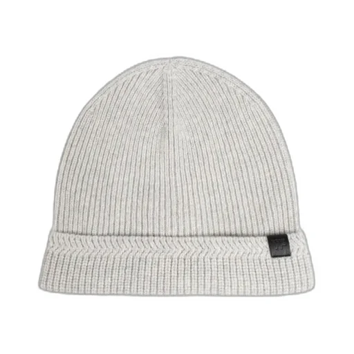 Logo Patch Ribbed-Knit Beanie