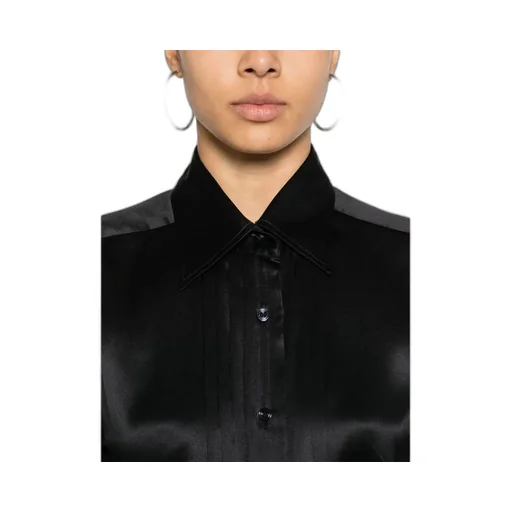 Pintuck-Detailed Long-Sleeved Shirt
