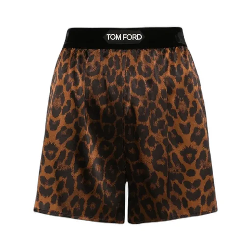 Leopard-Print Logo Waistband Shorts