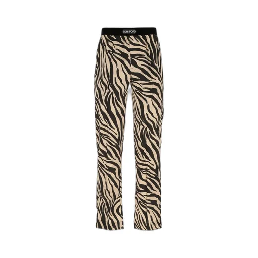 Zebra-Print Silk Pyjama Bottoms