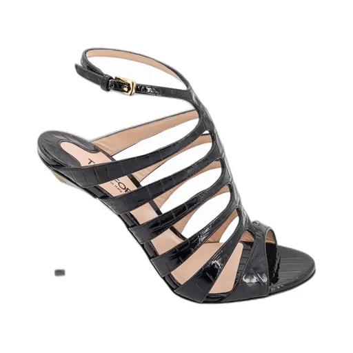 Caged Embossed Heeled Sandals
