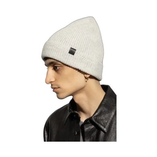 Logo Patch Ribbed-Knit Beanie