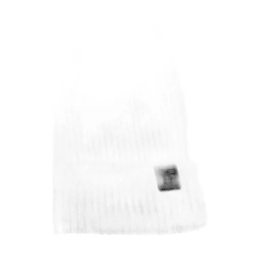 Logo Patch Ribbed-Knit Beanie