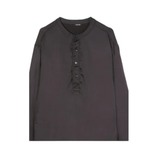 Half Buttoned Long-Sleeved Shirt