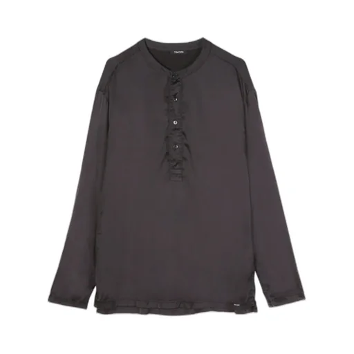 Half Buttoned Long-Sleeved Shirt