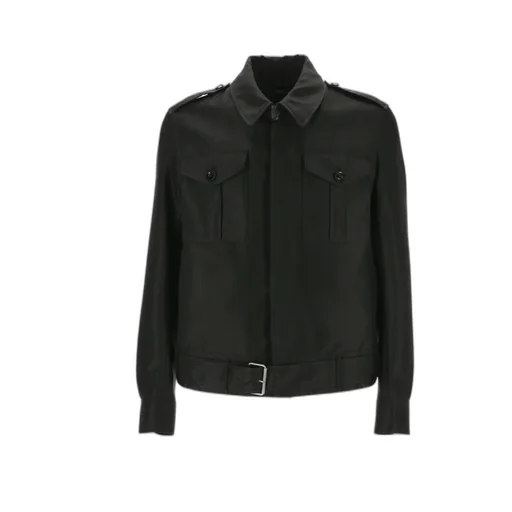 Belted-Waist Military Jacket