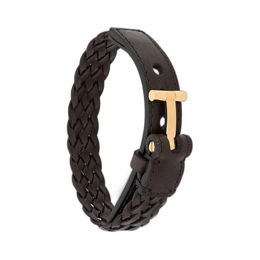 T Braided Leather Bracelet