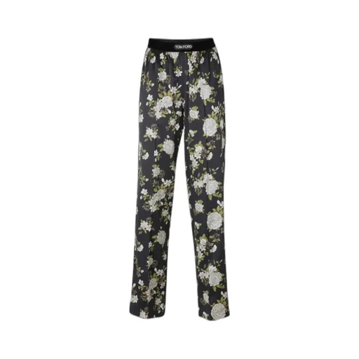 Floral-Printed Straight-Leg Pajama Trousers