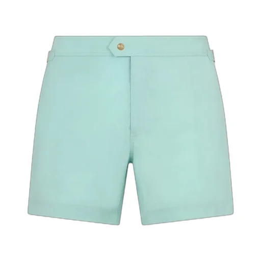 Piped-Trim Straight Hem Swim Shorts