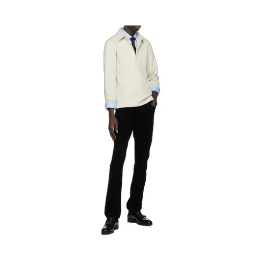 Long-Sleeved Knitted Polo Shirt