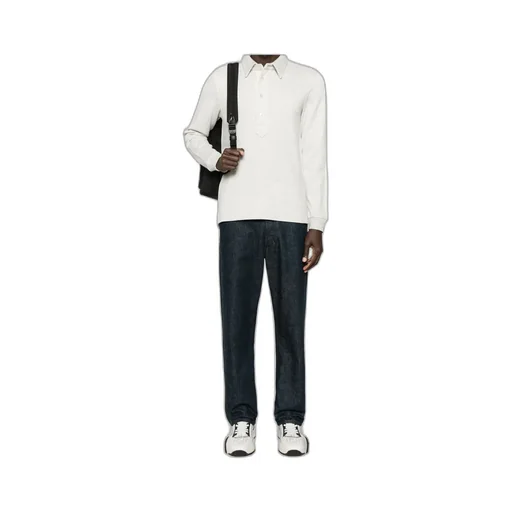 Long-Sleeved Knitted Polo Shirt