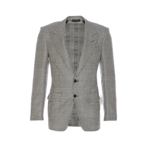 Single-Breasted Checked Blazer
