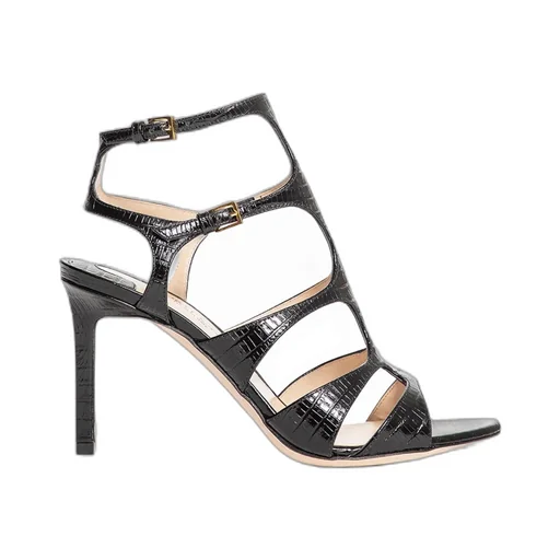 Embosed Buckle-Fastened Sandals