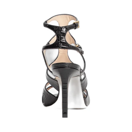 Embosed Buckle-Fastened Sandals