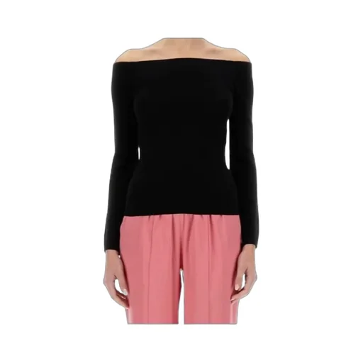 Off-Shoulder Long-Sleeved Knitted Top