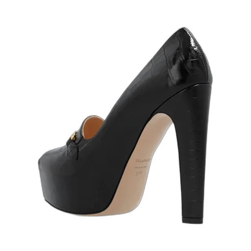Whitney Shiny Croc-Embossed Leather Platform Pumps