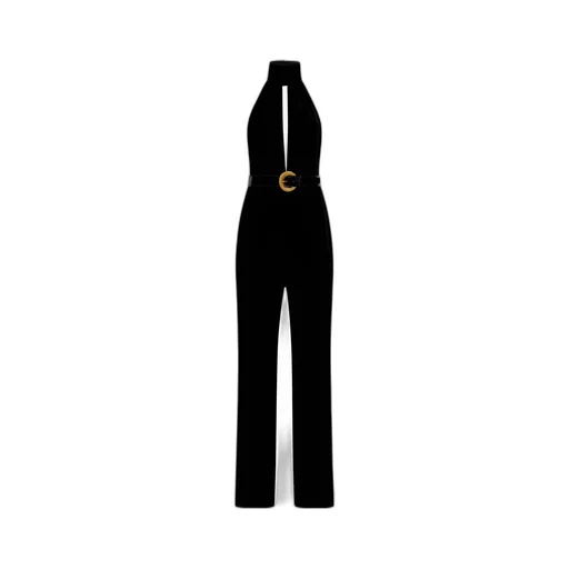 Stretch Velvet Belted Jumpsuit