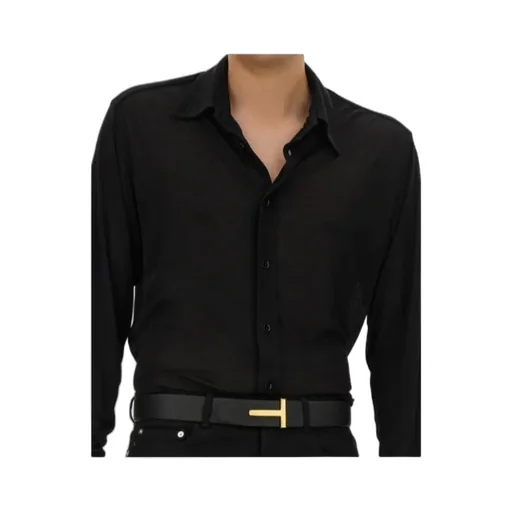 Long-Sleeved Straight Hem Shirt