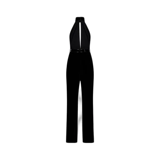Stretch Velvet Belted Jumpsuit