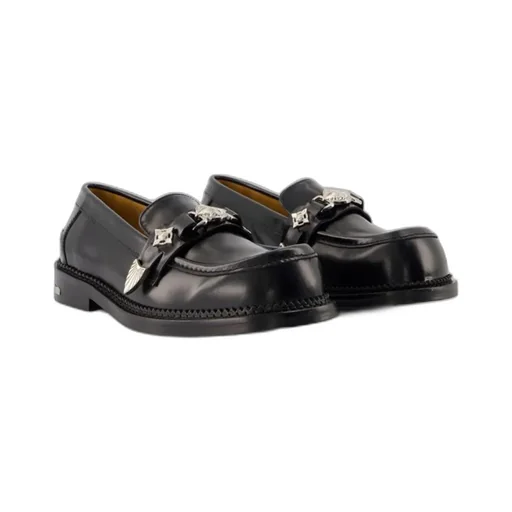 Square-Toe Embellished Loafers