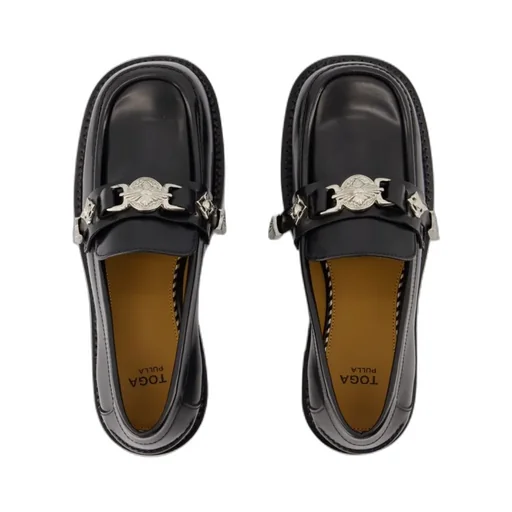 Square-Toe Embellished Loafers