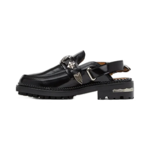 Round-Toe Slingback Mule Loafers