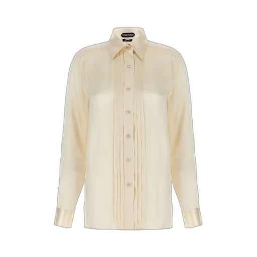 Pintuck-Detailed Long-Sleeved Shirt