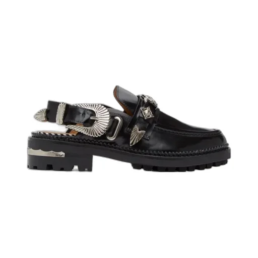 Round-Toe Slingback Mule Loafers
