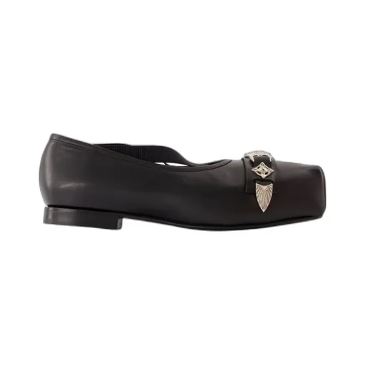 Metallic Detail Square-Toe Ballerina Shoes