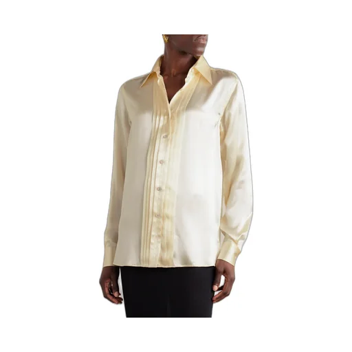 Pintuck-Detailed Long-Sleeved Shirt