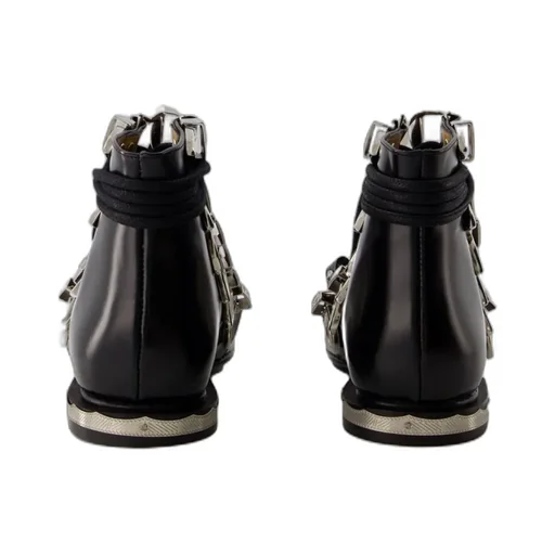 Buckled Lace-Up Ankle Boots