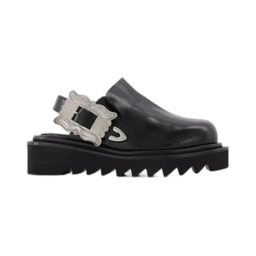Buckle-Detail Sling-Back Mules
