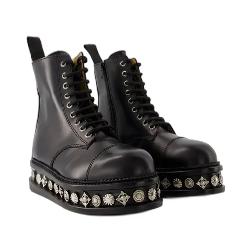 Studded Lace-Up Boots