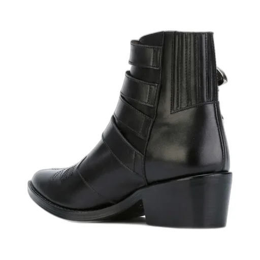 Metal Buckled Pointed Ankle Boots