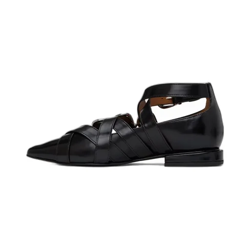 Wound Pin Buckle Ankle Strap Flat Sole Shoes