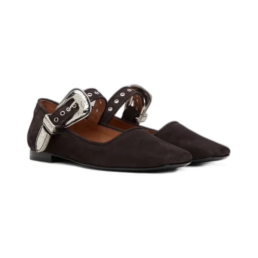 Mary Jane Buttoned Ballet Flats
