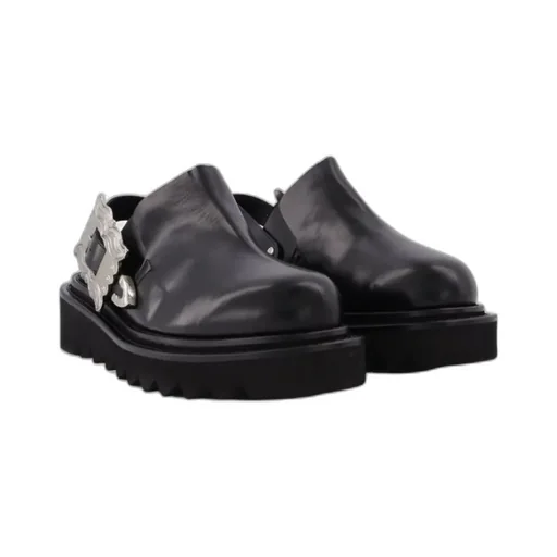 Buckle-Detail Sling-Back Mules
