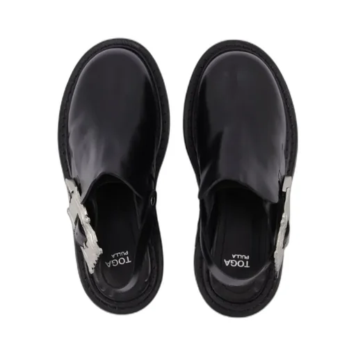 Buckle-Detail Sling-Back Mules