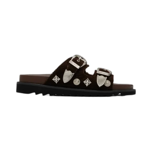 Pin Button Detail Slippers
