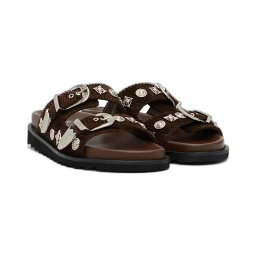 Pin Button Detail Slippers