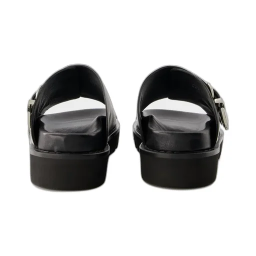 Western-Buckle Slip-On Sandals