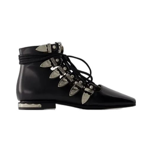 Buckled Lace-Up Ankle Boots
