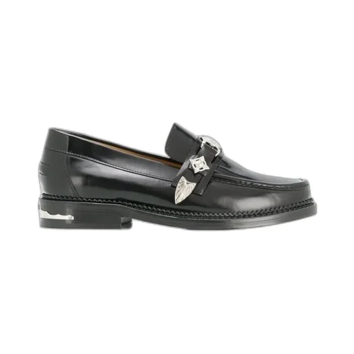 Embossed-Plaque Detail Loafers