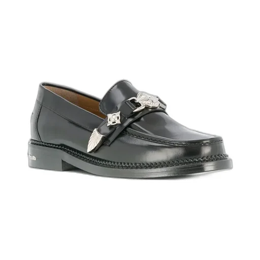 Embossed-Plaque Detail Loafers