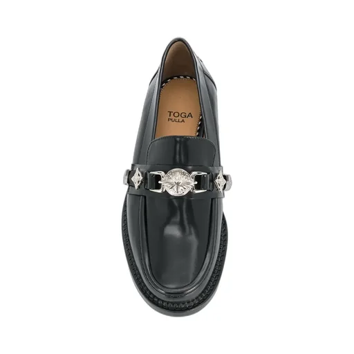 Embossed-Plaque Detail Loafers